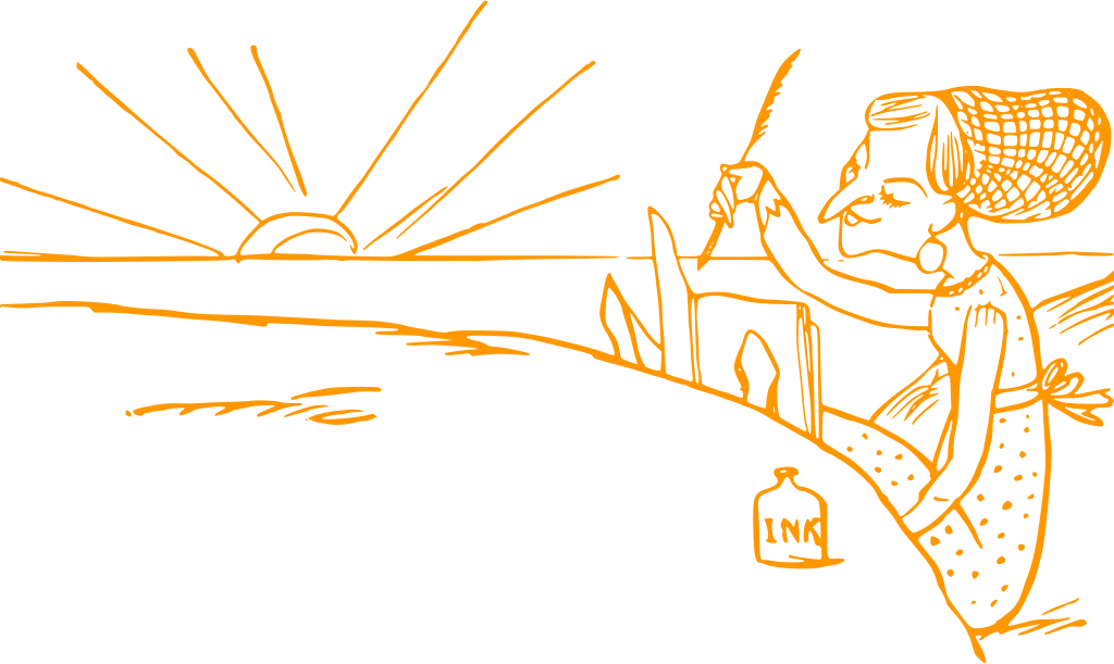 Eine Frau schreibt in der Abendsonne und steht symbolisch für das Angebot der Schreibabende
